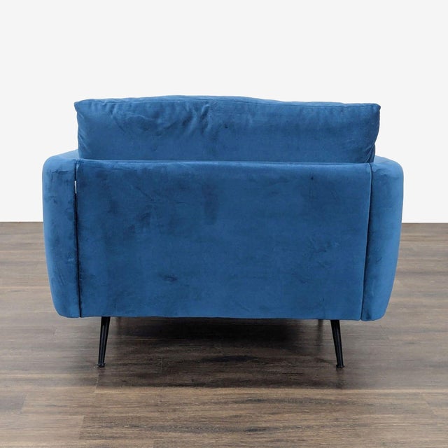 2020s Edloe Finch Park Collection Blue Velvet Lounge Chair With Ottoman For Sale - Image 5 of 8