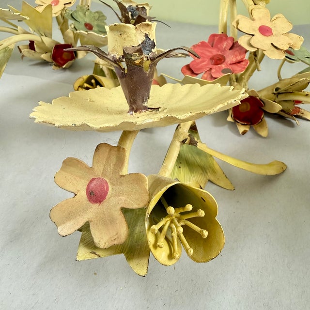 Italian Floral Tôle Peinte Candle Sconces, a Pair For Sale - Image 10 of 18