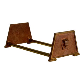 Egyptian Revival Vintage Bronze Expanding Tabletop Book Rack With Sphinx Design For Sale