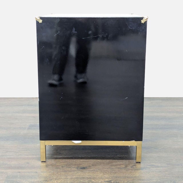 Chic Home Arezzo Black 3-Drawer Dresser/Nightstand With Gold Accents and Modern Legs, Attributed For Sale - Image 4 of 8