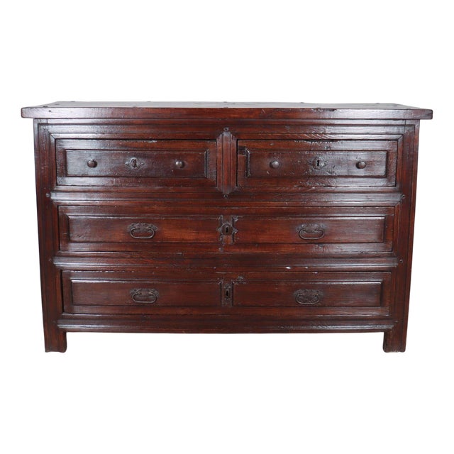 Large Spanish Oak Commode For Sale