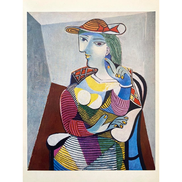Mauve Pablo Picasso Vintage 1955 Modernist 1st Edition Cubist Lithograph Print " Seated Woman Portrait of Marie Therese " 1937 For Sale - Image 8 of 9