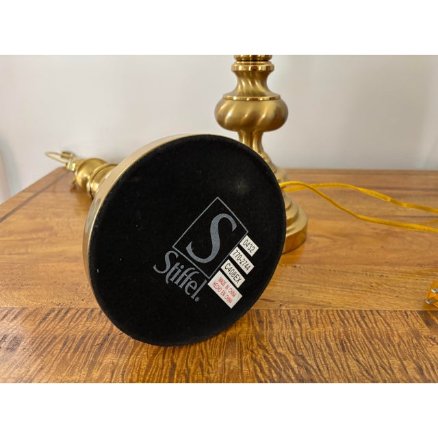 Pair of 1990s Stiffel Brass Regency Style Table Lamps For Sale - Image 10 of 12