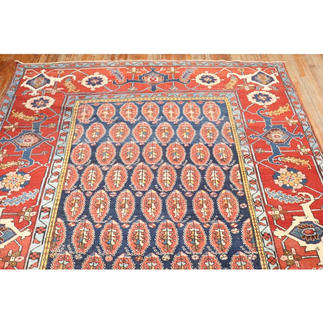 Red Antique Zabihi Collection Persian Serapi Heriz Rug - 7'10" x 9'10" For Sale - Image 8 of 9