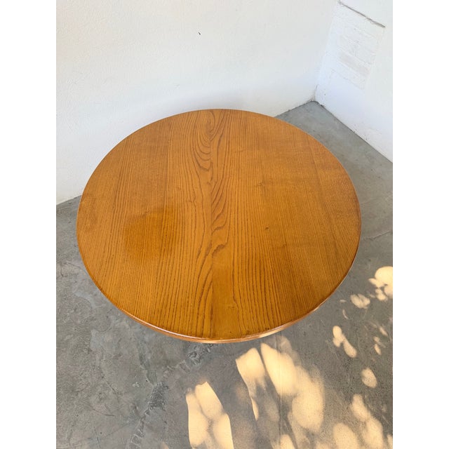 Vintage Round Tripod Coffee Table in Oak, 1950 For Sale - Image 15 of 18