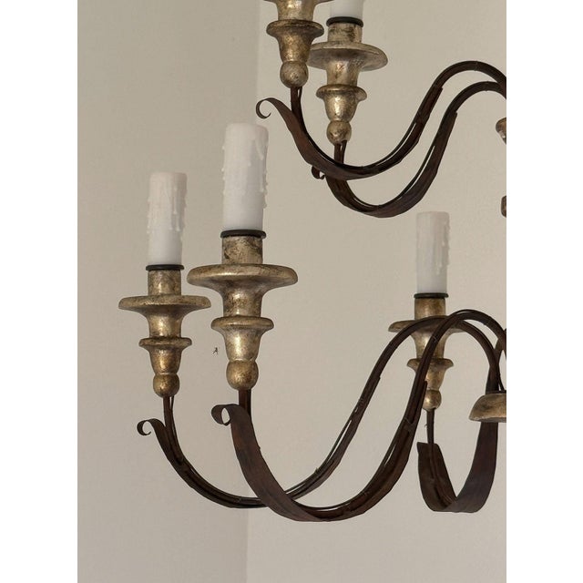 19th Century 12 Lite Tuscan Silverleaf Chandeliers - a Pair For Sale In New Orleans - Image 6 of 7