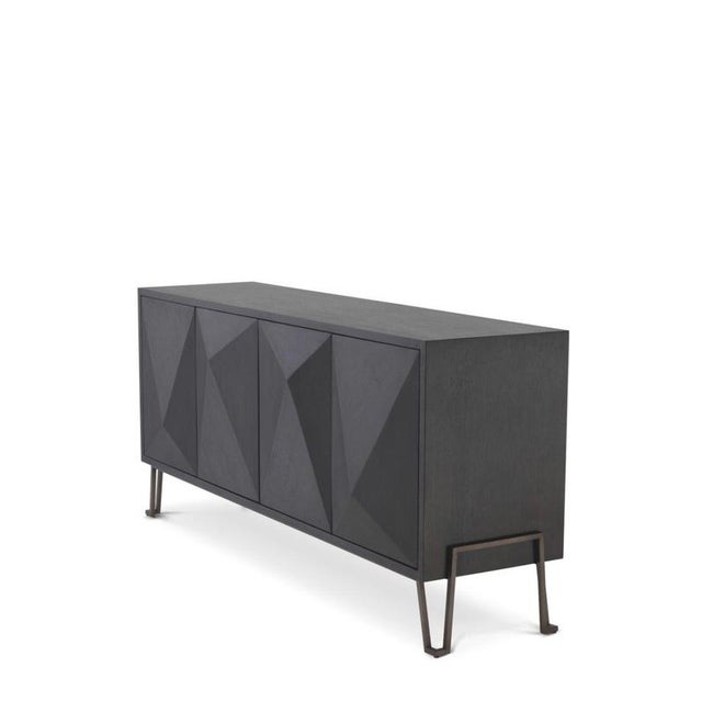 Dresser in Charcoal Brown Oak Veneer and Bronze Finish For Sale - Image 3 of 6