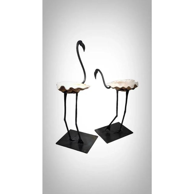 Life Size Flamingo Sculptures in Wrought Iron, 1940s, Set of 2 For Sale - Image 9 of 13