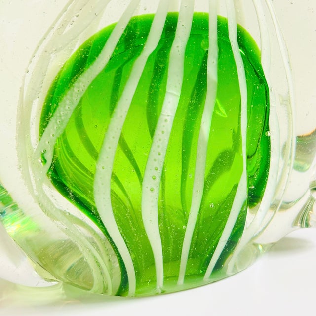 Green Large Vintage Art Glass Cat For Sale - Image 8 of 12