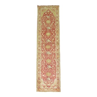 Late 20th Century Red Turkish Animal Pictorial DecorativeRunner - 3' x 11'5" For Sale