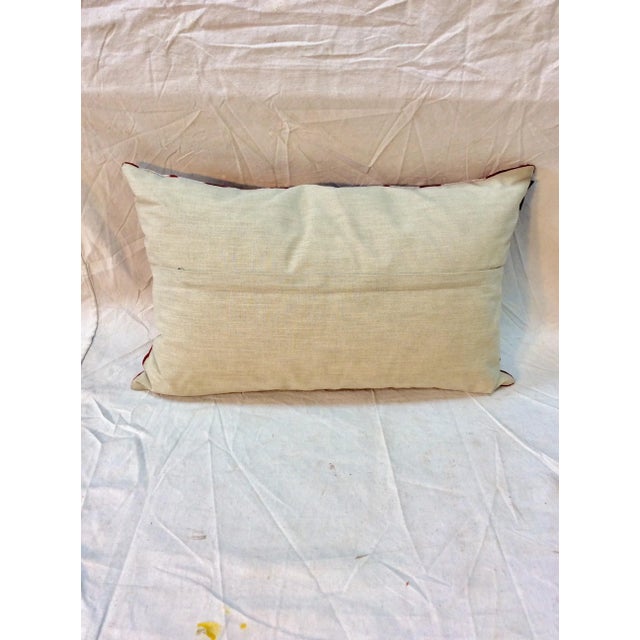 Red Turkish Hand Woven Velvet Ikat Pillow For Sale - Image 8 of 12
