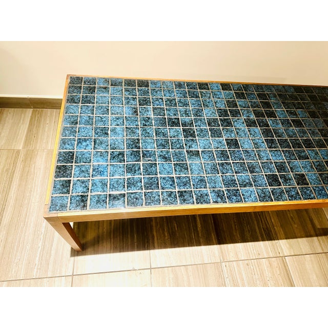 Severin Hansen Rosewood Teal Tile Coffee Table Bench Haslev Mobelfabrik Denmark 1960s For Sale - Image 9 of 9