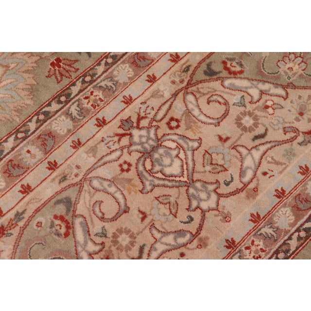1990s Floral Pak-Persian Green/Beige Wool Rug - 9'0'' X 12'0'' For Sale - Image 5 of 9