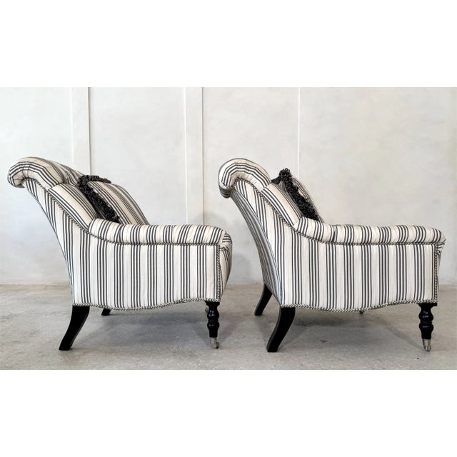 Ivory (2) Ralph Lauren Mayfair Tufted Chairs in Ebony and Ivory Silk For Sale - Image 8 of 14