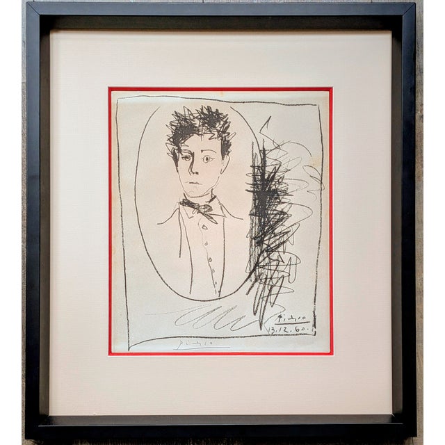 Black Pablo Picasso, Portrait of Rimbaud, Hand-Signed Lithograph, 1960 For Sale - Image 8 of 8