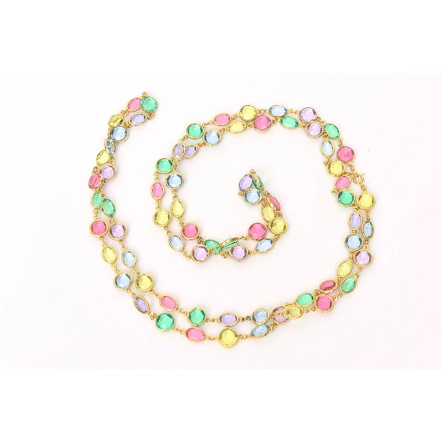 Modern 1990s Chicklet Pastel Tone Wrap Glass Link Necklace For Sale - Image 3 of 10
