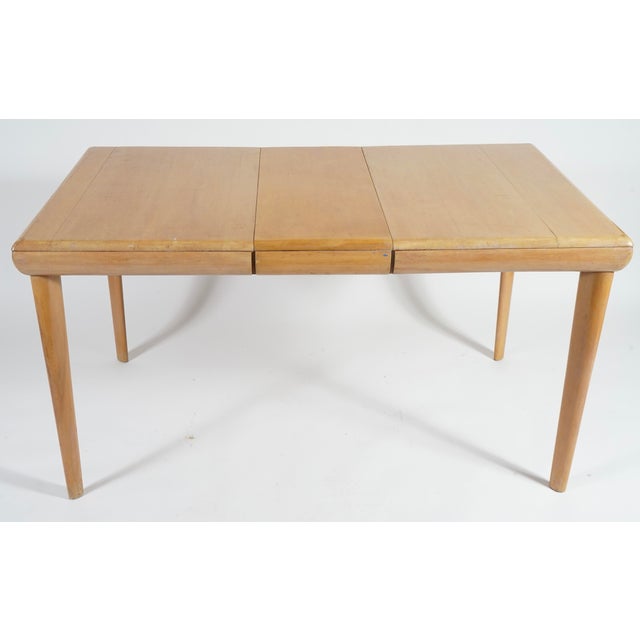 Mid-Century Modern Vintage Heywood Wakefield Dining Table With One Leaf For Sale - Image 3 of 9