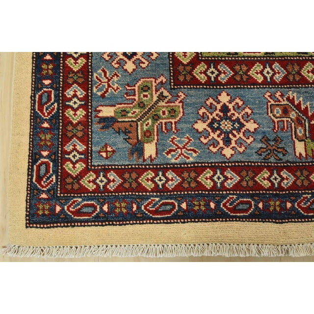 Kazak Rug 8’9” X 11’10” Beige Wool Tribal Hand-Knotted Oriental Carpet For Sale - Image 11 of 14