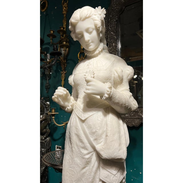 Ferdinando Vichi Italian White Marble Sculpture of a Female For Sale - Image 9 of 10