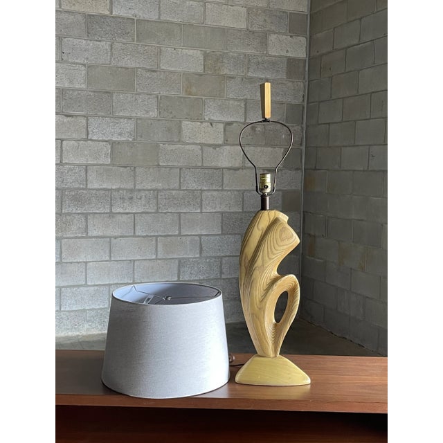 Vintage 1960s Large Biomorphic Cerused Modernist Table Lamp After Yasha Heifetz For Sale - Image 11 of 12