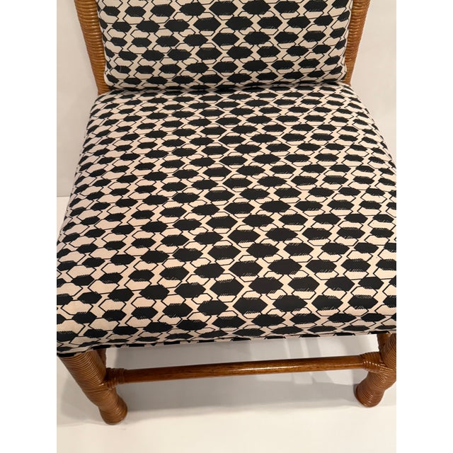 Wood Rattan & Fornasetti Upholstered Italian Chair For Sale - Image 7 of 11