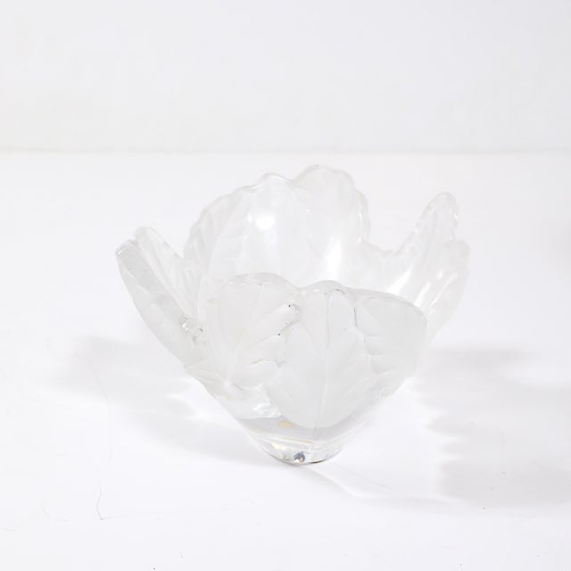 1950s Mid-Century Modernist Lalique "Compiegne" Frosted & Clear Glass Bowl For Sale - Image 5 of 17