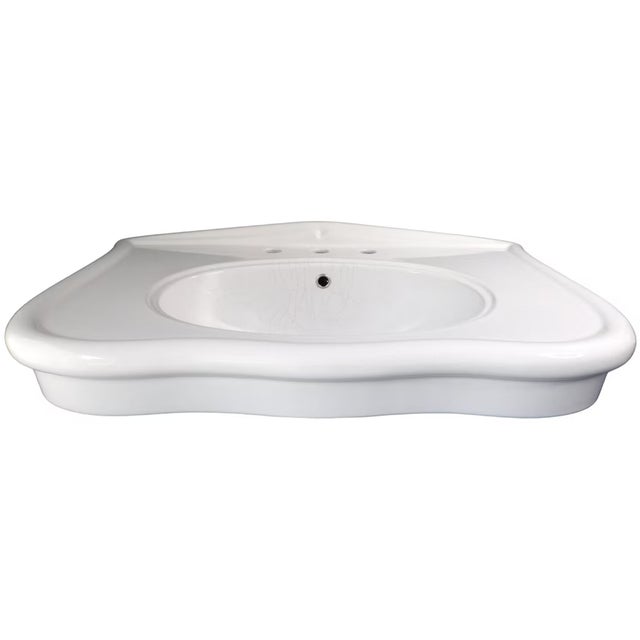 Art Deco Large 36" Wide White Porcelain Console Sink With Porcelain Legs For Sale - Image 3 of 18