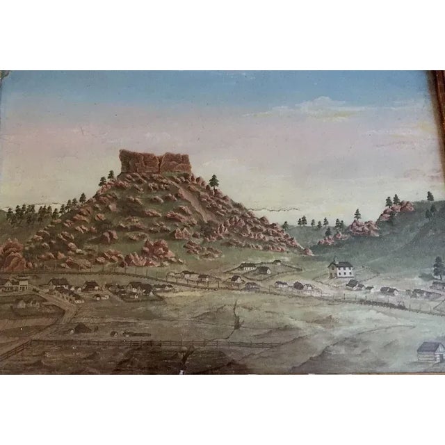 19th Century 19th Century Folk Art American West Colorado Landscape Oil Painting For Sale - Image 5 of 10