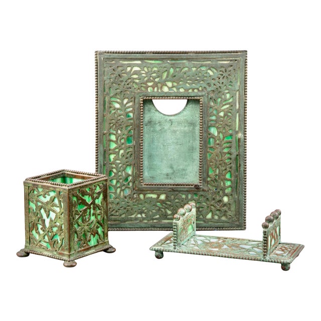 American Bronze & Glass Desk Accessories, 3 Pieces Chairish