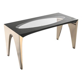 "Partire" Desk With Bronze, Hand Crafted For Sale