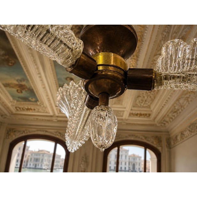 1940s Italian Art Deco Murano Glass Chandelier by Ercole Barovier, 1940 For Sale - Image 5 of 11