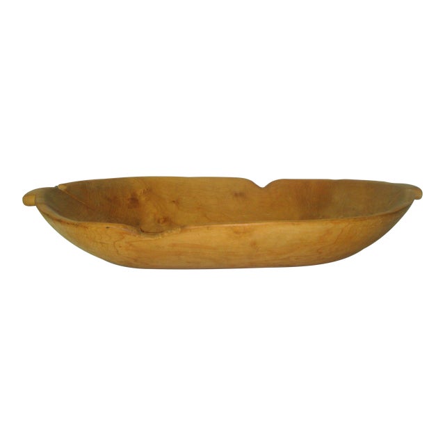 26" Primitive Oval Wood Bread Dough Trough Bowl For Sale