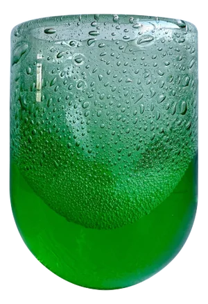 Green Art Glass Vase with Bubbles, Scandinavian, circa 1950's