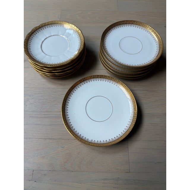 Ceramic Antique Wm. Guérin Limoges Gold Encrusted Dinnerware Set - Large French Service (52 Pieces) For Sale - Image 7 of 10