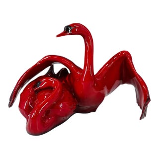 Vintage Royal Doulton “Nestling Down” Flambé Swan Sculpture Hn3538 For Sale