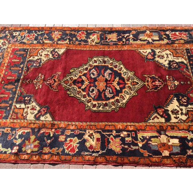 Red 1950's Turkish Rug- 60.5" X 103" For Sale - Image 8 of 11