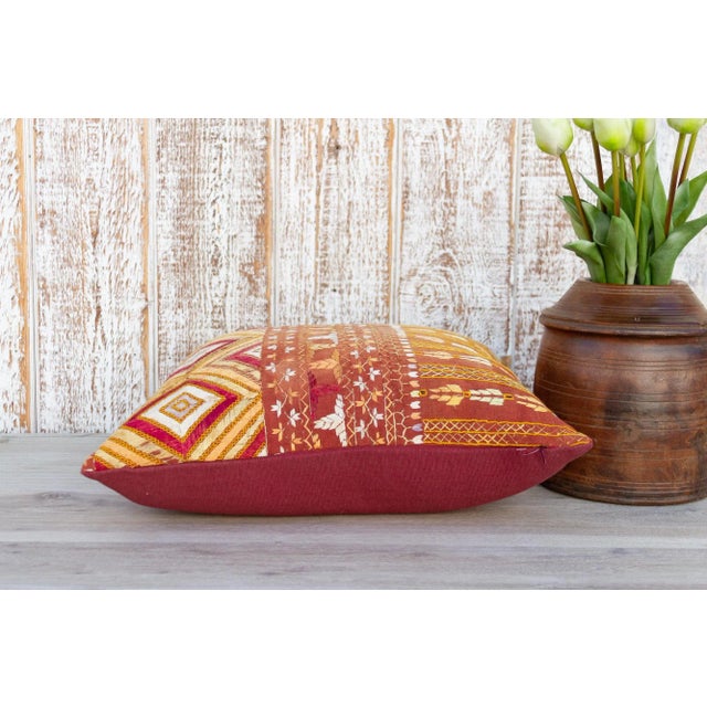 Textile Antique Indian Folk Pillow For Sale - Image 7 of 10