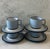 Set of 4 Arita Genesis Blue Ceramic Coffee Cups and Saucers For Sale - Image 4 of 10