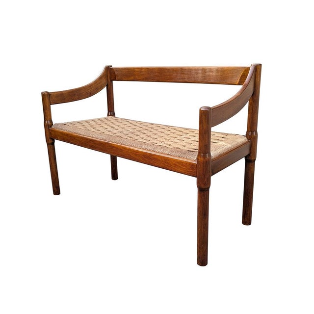Mid-Century Modern Walnut and Rope Carimate Bench by Magistretti for Cassina, 1963 For Sale - Image 3 of 18