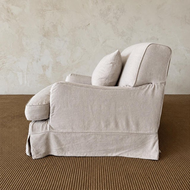 2020s Bruce Chair - Belgian Inspired Roll Slip Covered in 100% Linen For Sale - Image 5 of 15