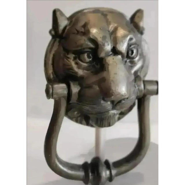 For your consideration. . . A very old large figural Leopard Head door knocker. The Leopard door knocker symbolizes power,...