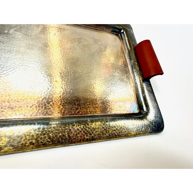 Silver Art Deco Silver Plated Serving Tray with Bakelite Handle from František Bibus & Son, 1930s For Sale - Image 8 of 12