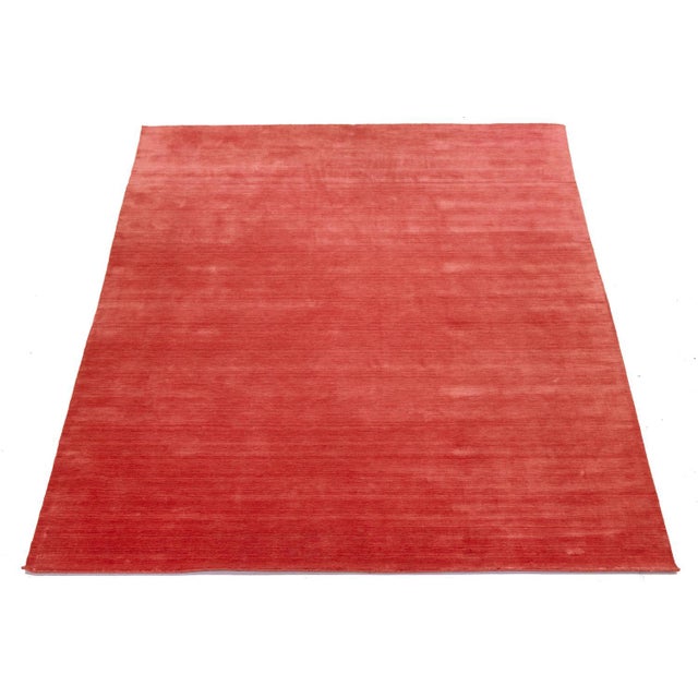 Modern Apadana's Modern Gabbeh Hand-Loom Wool Area Rug in Crimson Red For Sale - Image 3 of 10