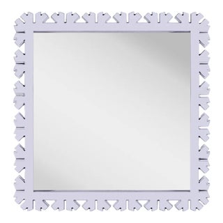 Fleur Home Audubon Bamboo Sticks Square Mirror in Spring Iris, 24x24 For Sale