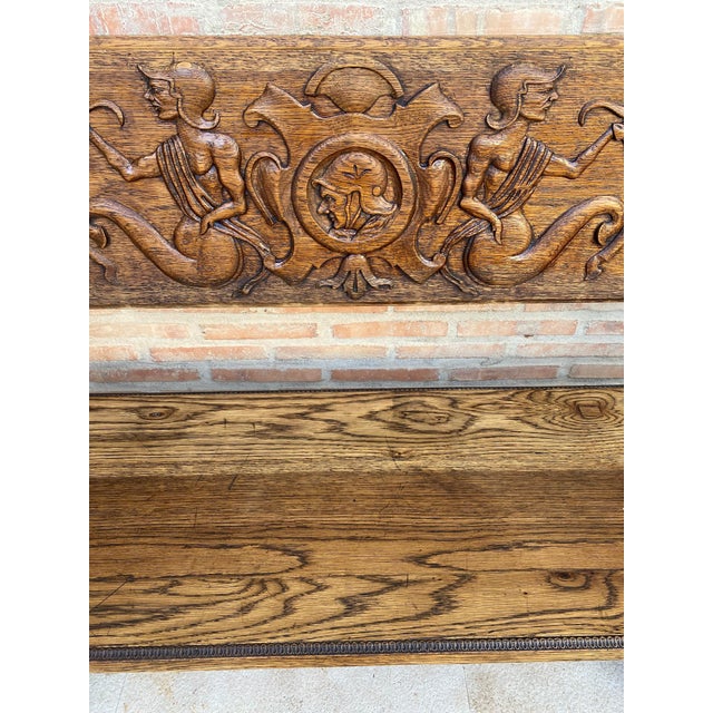 Spanish Renaissance Carved Oak Bench Banquette Escaño, 1890s For Sale In Miami - Image 6 of 18