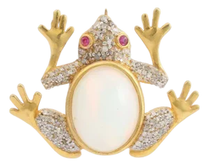 Art Deco Style Handmade Frog Brooch Pin in 925 Sterling Silver