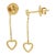 Dainty Heart Shape 14k Solid Gold Bezel Set Diamond Drop & Dangle Earrings - 2 Pieces For Sale