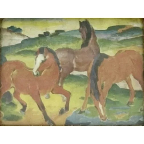 Vintage Equestrian Three Brown Horses Framed Art Print 8.25 X 7.25" For Sale - Image 11 of 12