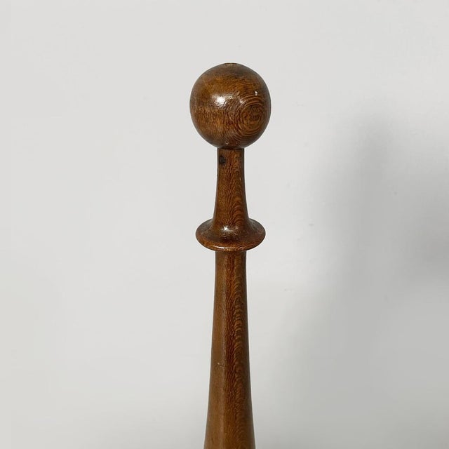 Italian Round Doorstop in Turned Wood, 1930s For Sale - Image 4 of 13