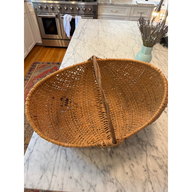 Tan Vintage 19th Century Woven Buttocks Basket For Sale - Image 8 of 12